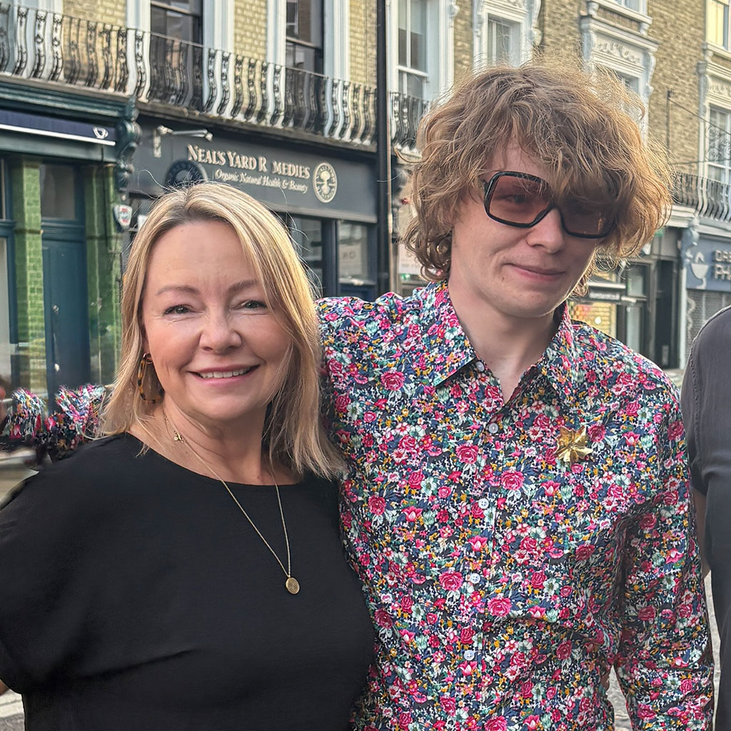 Woman and son outside in Notting Hill