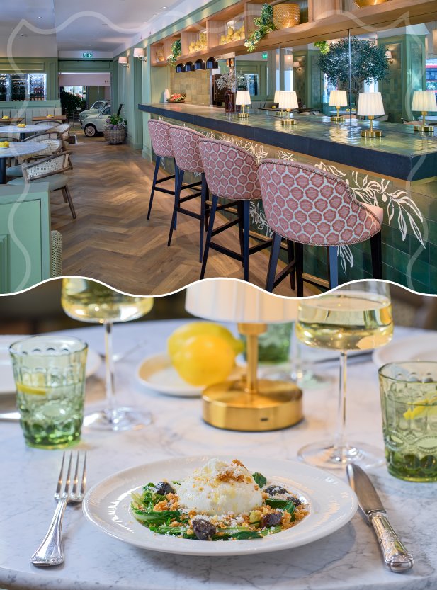Tortello Restaurant London bar seating and food
